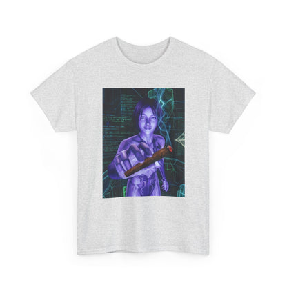 AI Cyber Girl Offering Blunt Tee