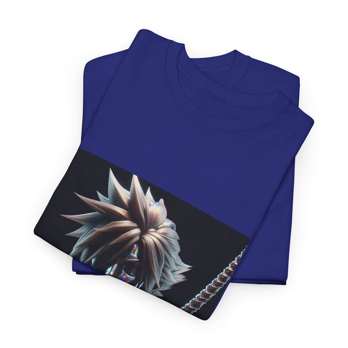 Chrome Spiky-Haired Warrior Reflecting Rainbows Tee
