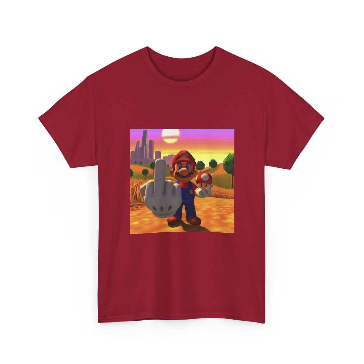 Mario And Mushroom Flipping Off Tee