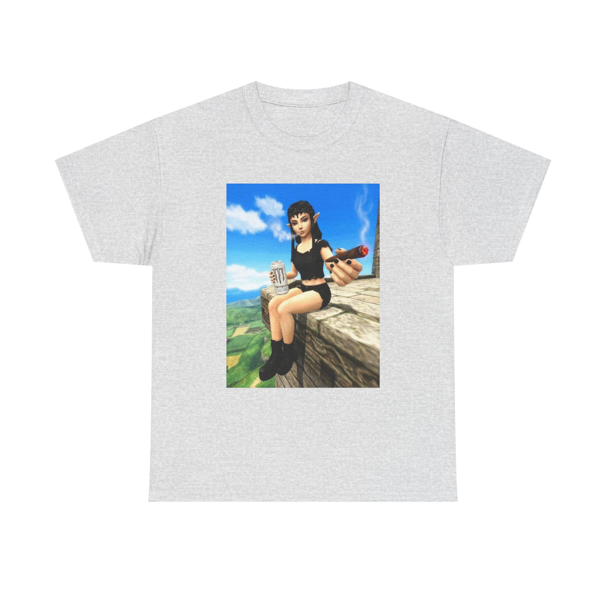 Elf Girl Smoking Cigar On Mountain Tee