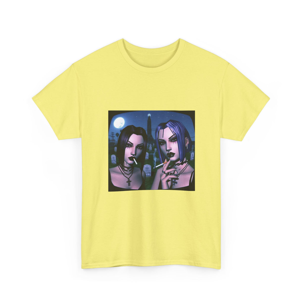 Gothic Gals Smoking In Cemetery Tee