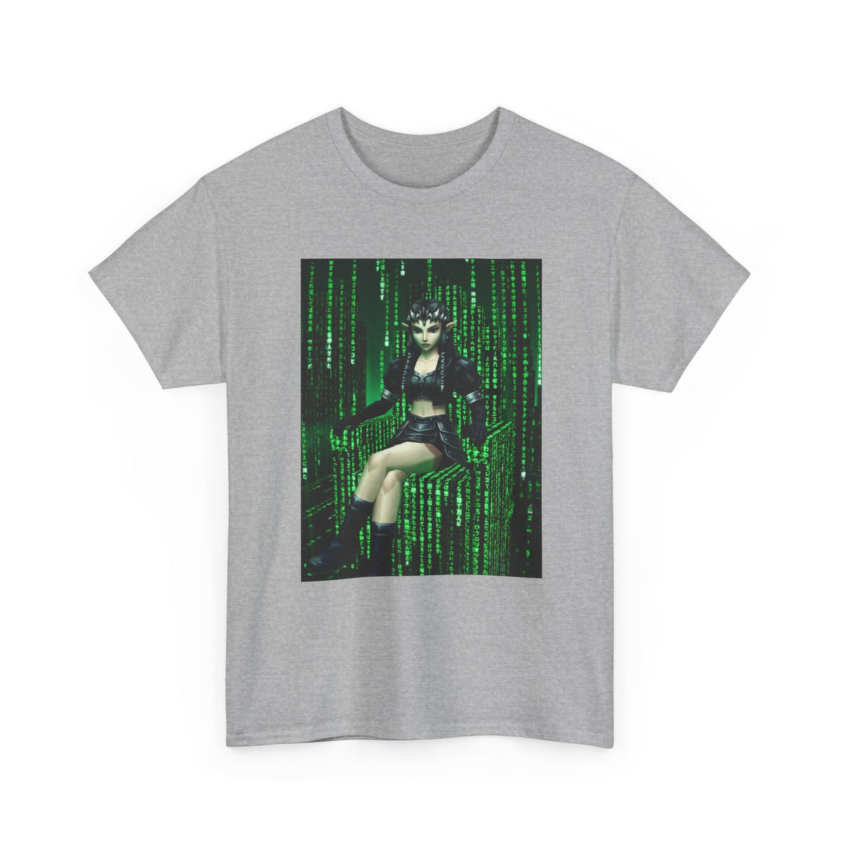 Cyberpunk Elf Queen In The Matrix City Tee