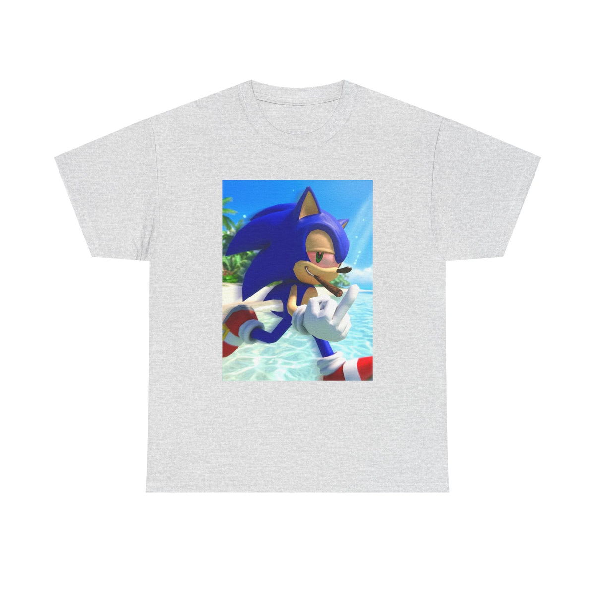 Sonic Smoking Blunt At Beach Tee