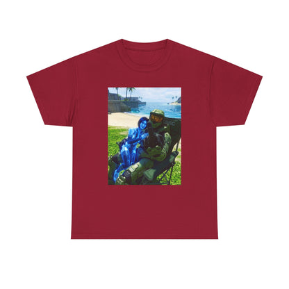 Master Chief And Cortana Beach Chill Tee