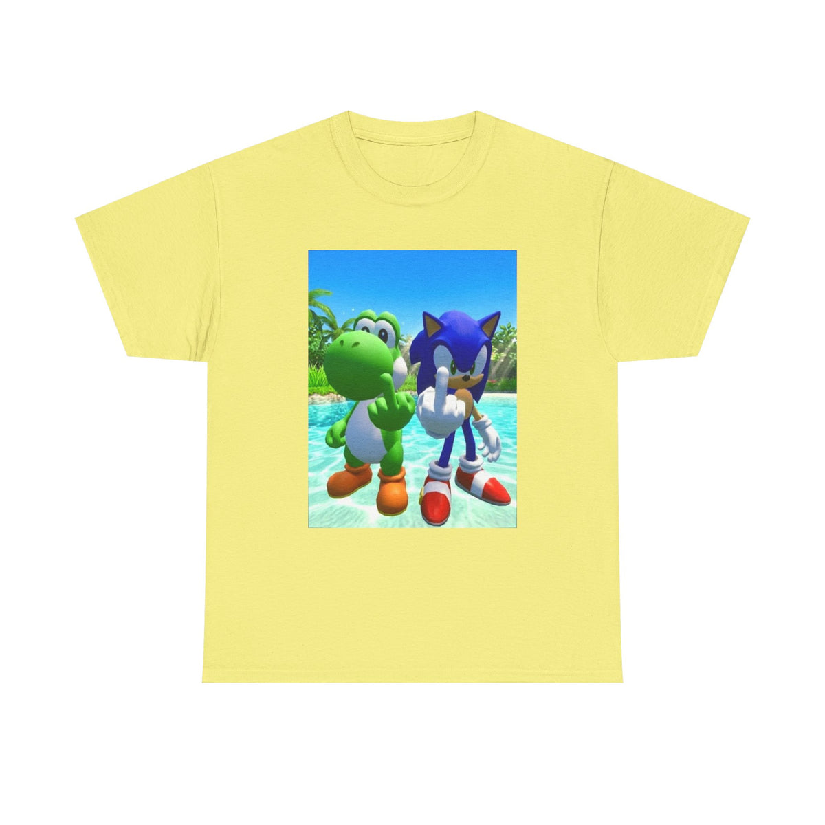 Yoshi And Sonic Flipping Off Tee