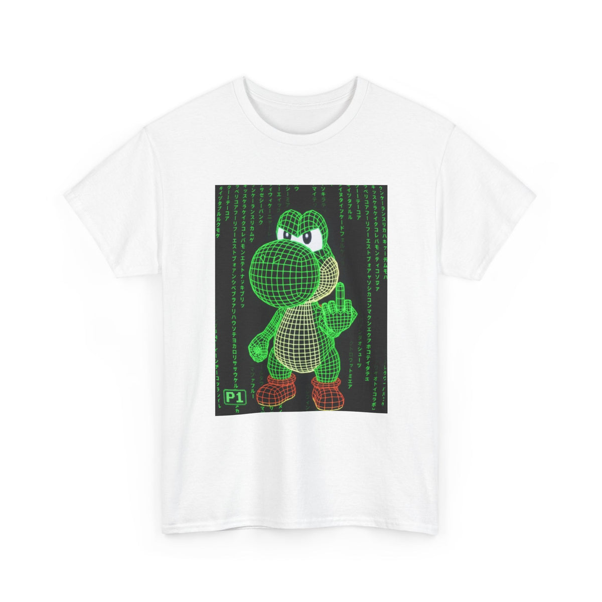 Wireframe Yoshi Flipping The Bird Tee