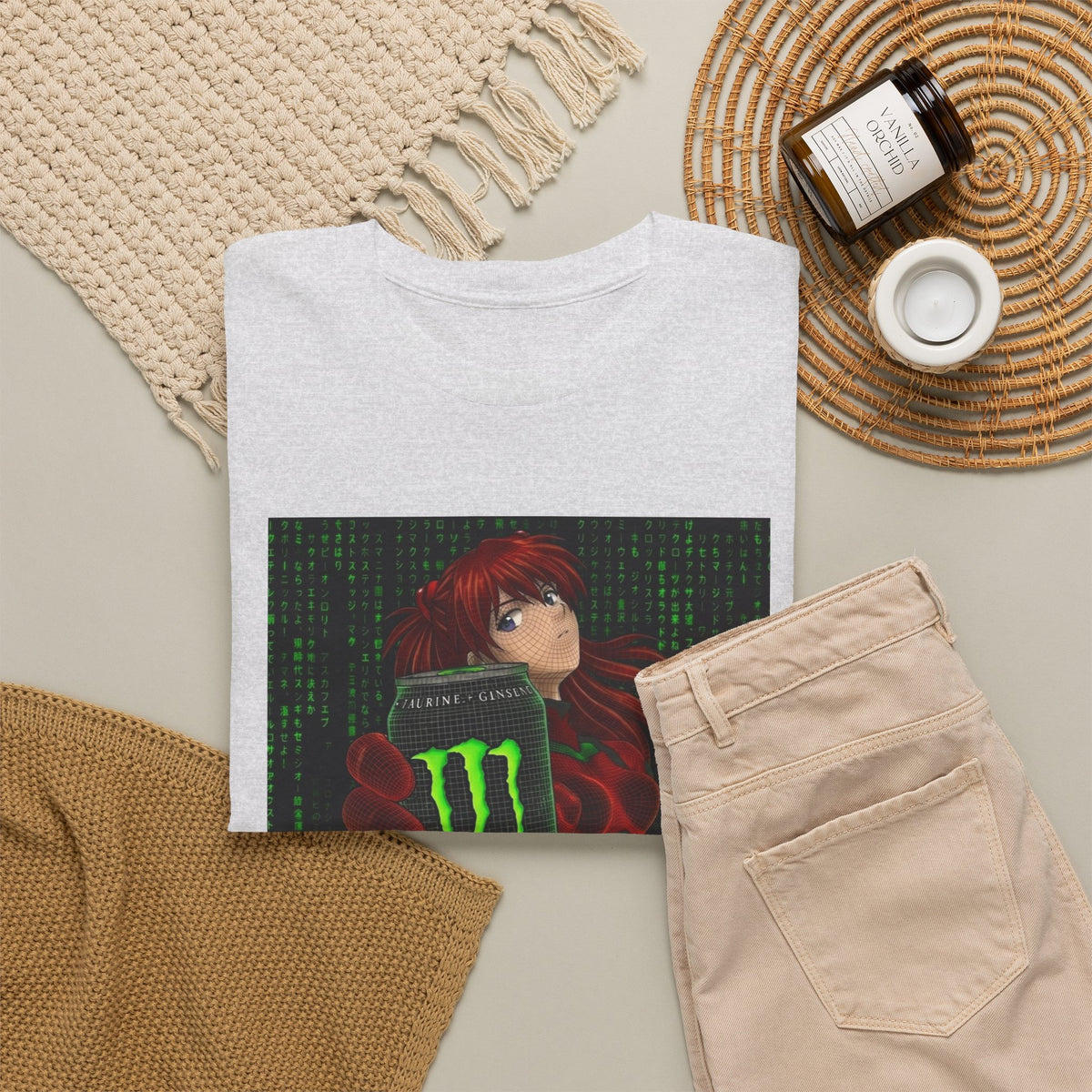 Asuka Wireframe Holding Monster Can