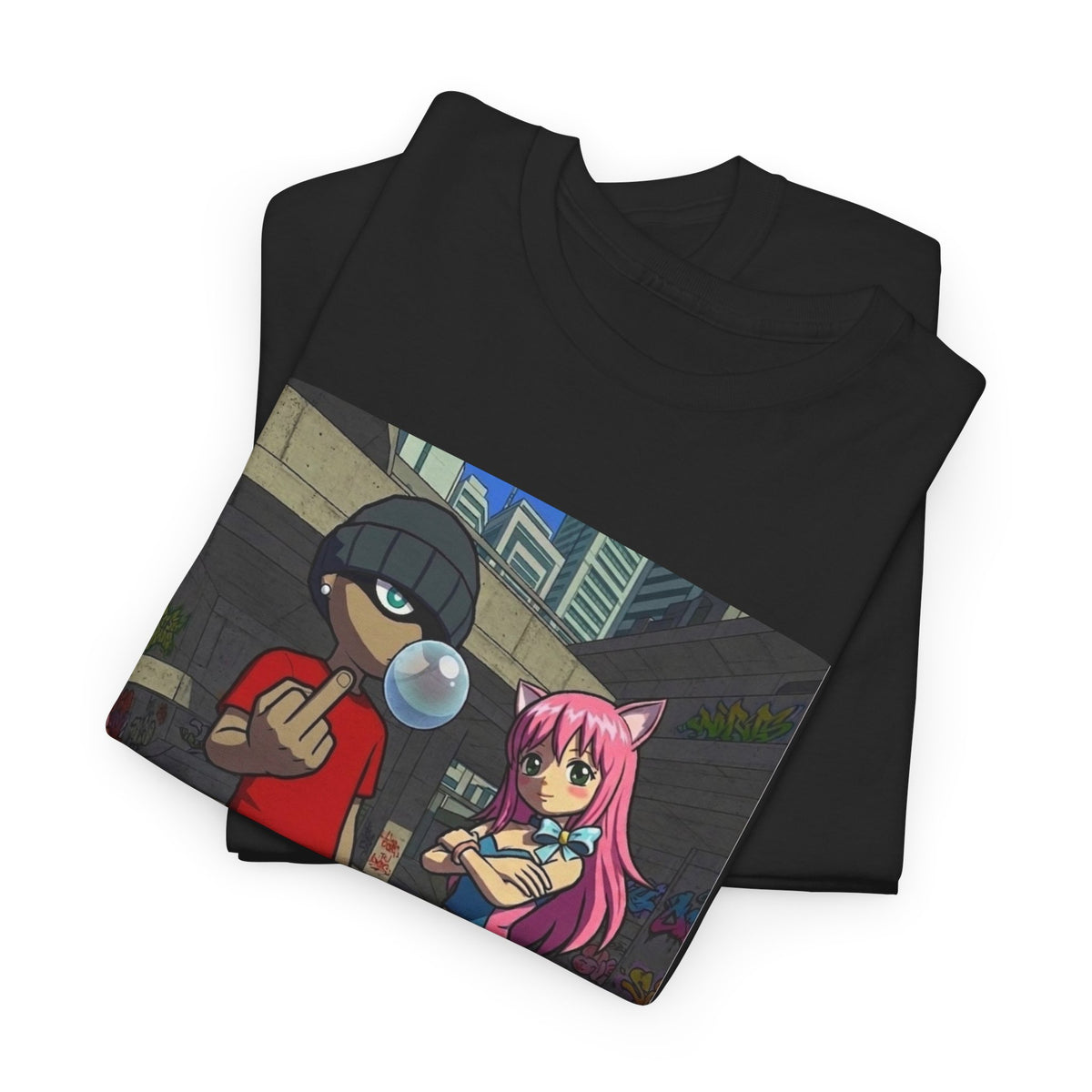 Skater Punk And Kitty Girl In Skater Park Tee