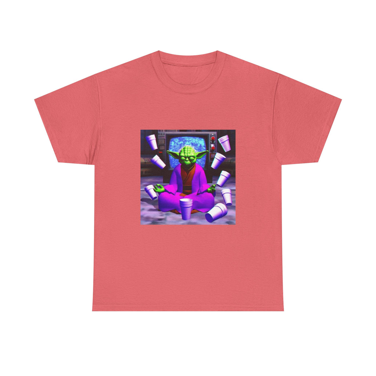 Meditating Master Yoda With Purple Cups Tee