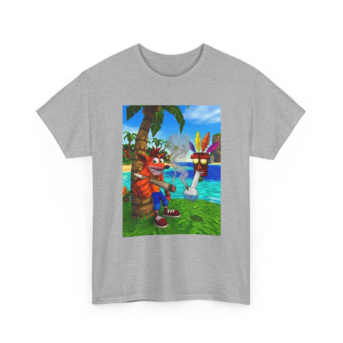 Crash Bandicoot Smoking With Aku Aku Tee