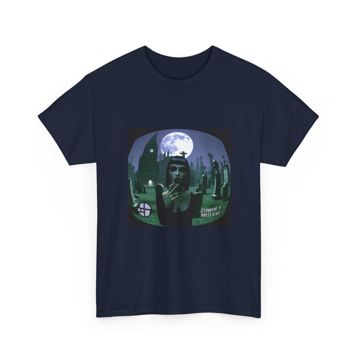 Goth Sim Smoking In Cemetery Moonlight Tee