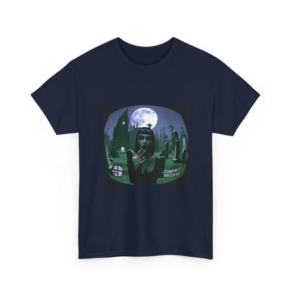 Goth Sim Smoking In Cemetery Moonlight Tee