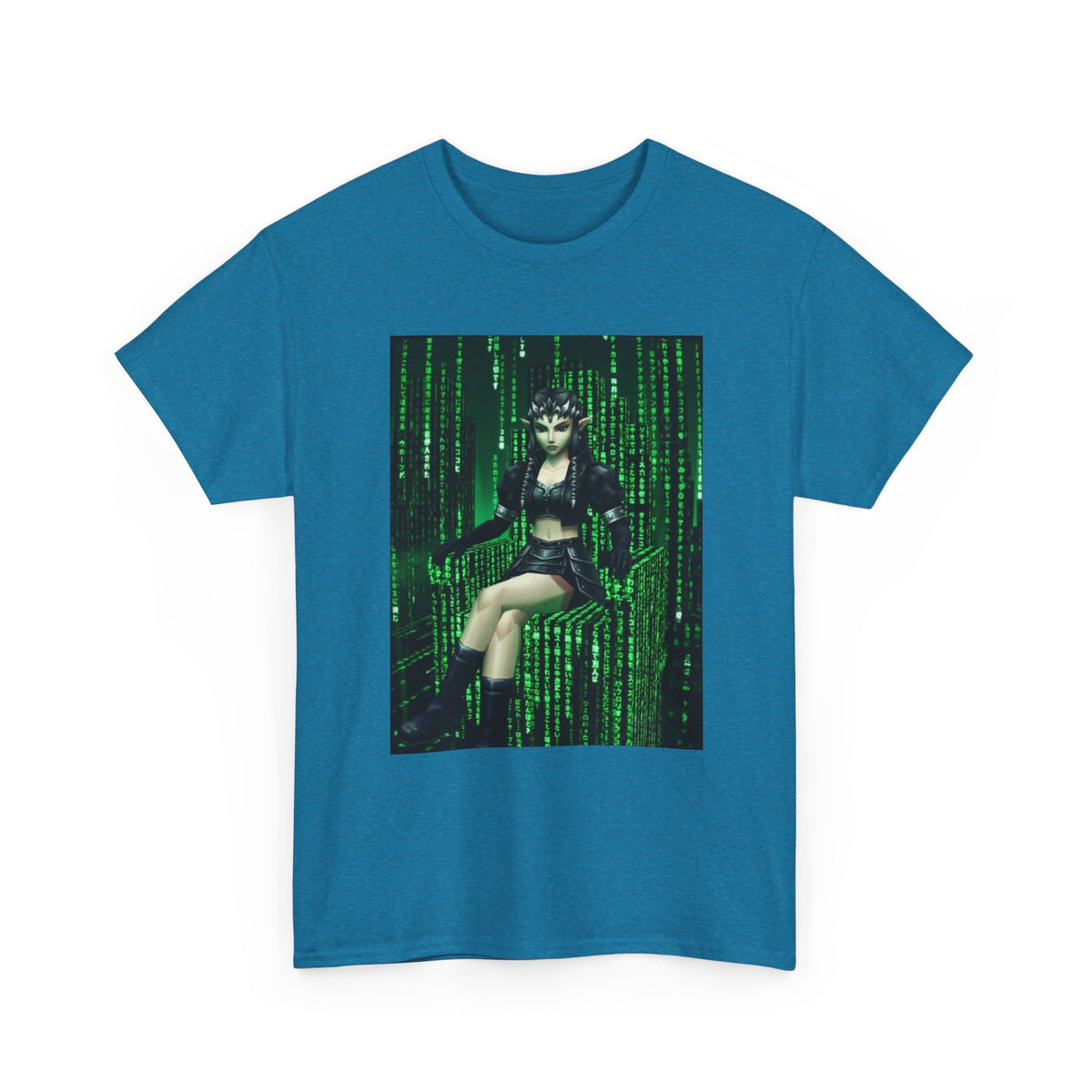 Cyberpunk Elf Queen In The Matrix City Tee