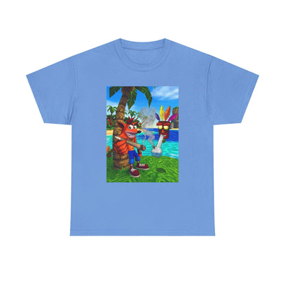 Crash Bandicoot Smoking With Aku Aku Tee
