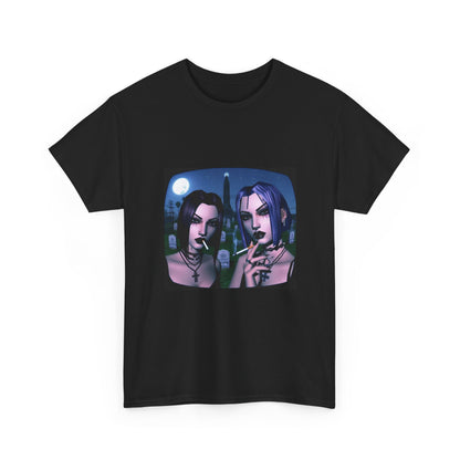 Gothic Gals Smoking In Cemetery Tee