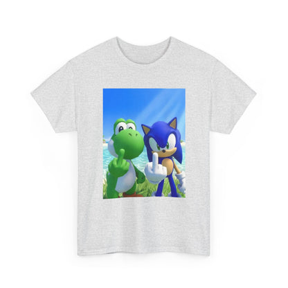 Yoshi And Sonic Flipping Birds On Beach Tee