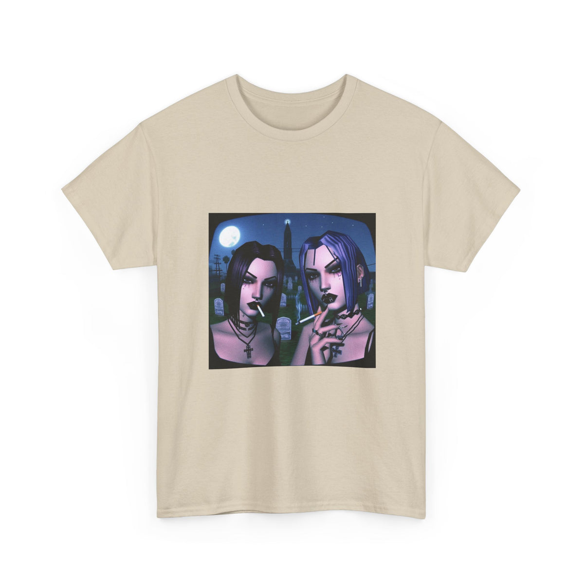 Gothic Gals Smoking In Cemetery Tee