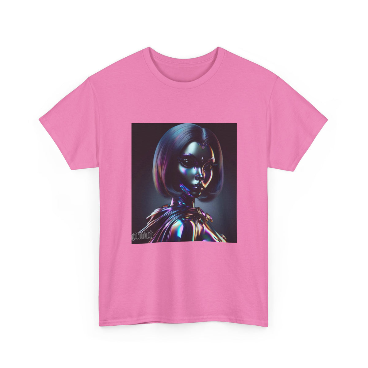 Holographic Cyberpunk Raven Stares Intensively
