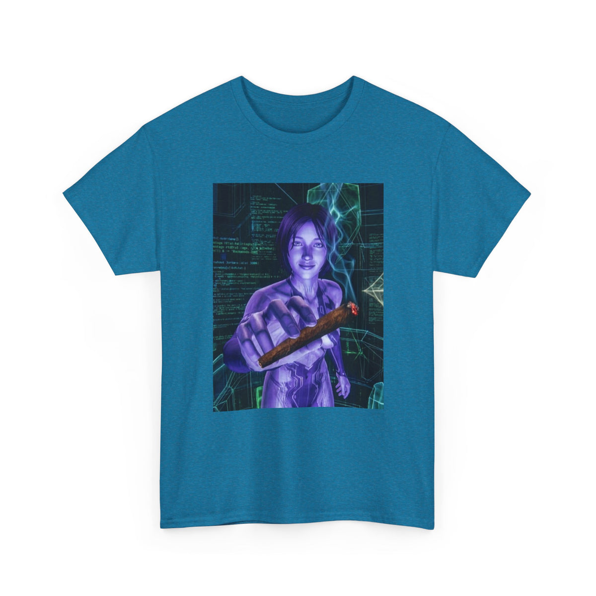 AI Cyber Girl Offering Blunt Tee