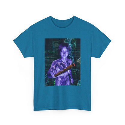 AI Cyber Girl Offering Blunt Tee