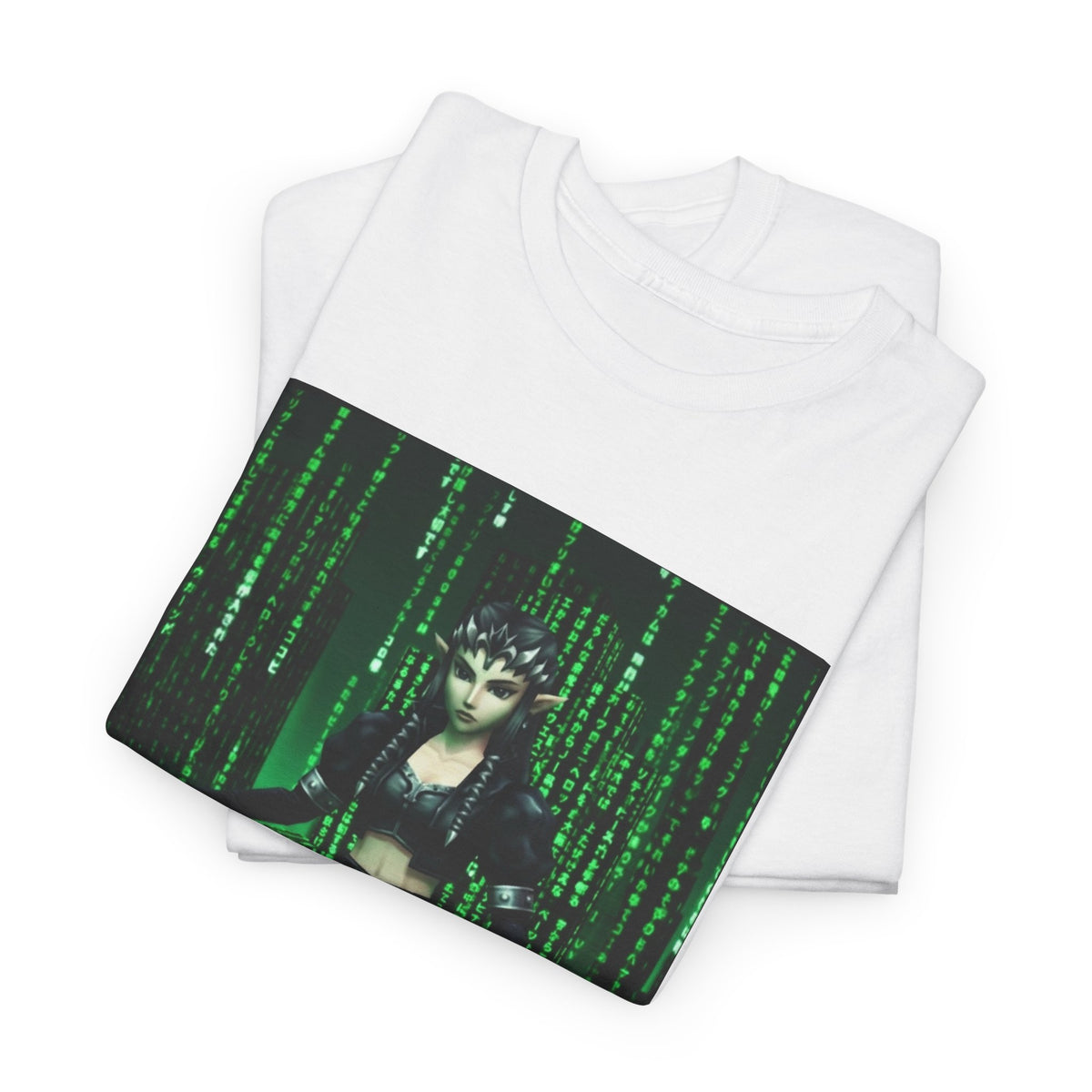 Cyberpunk Elf Queen In The Matrix City Tee