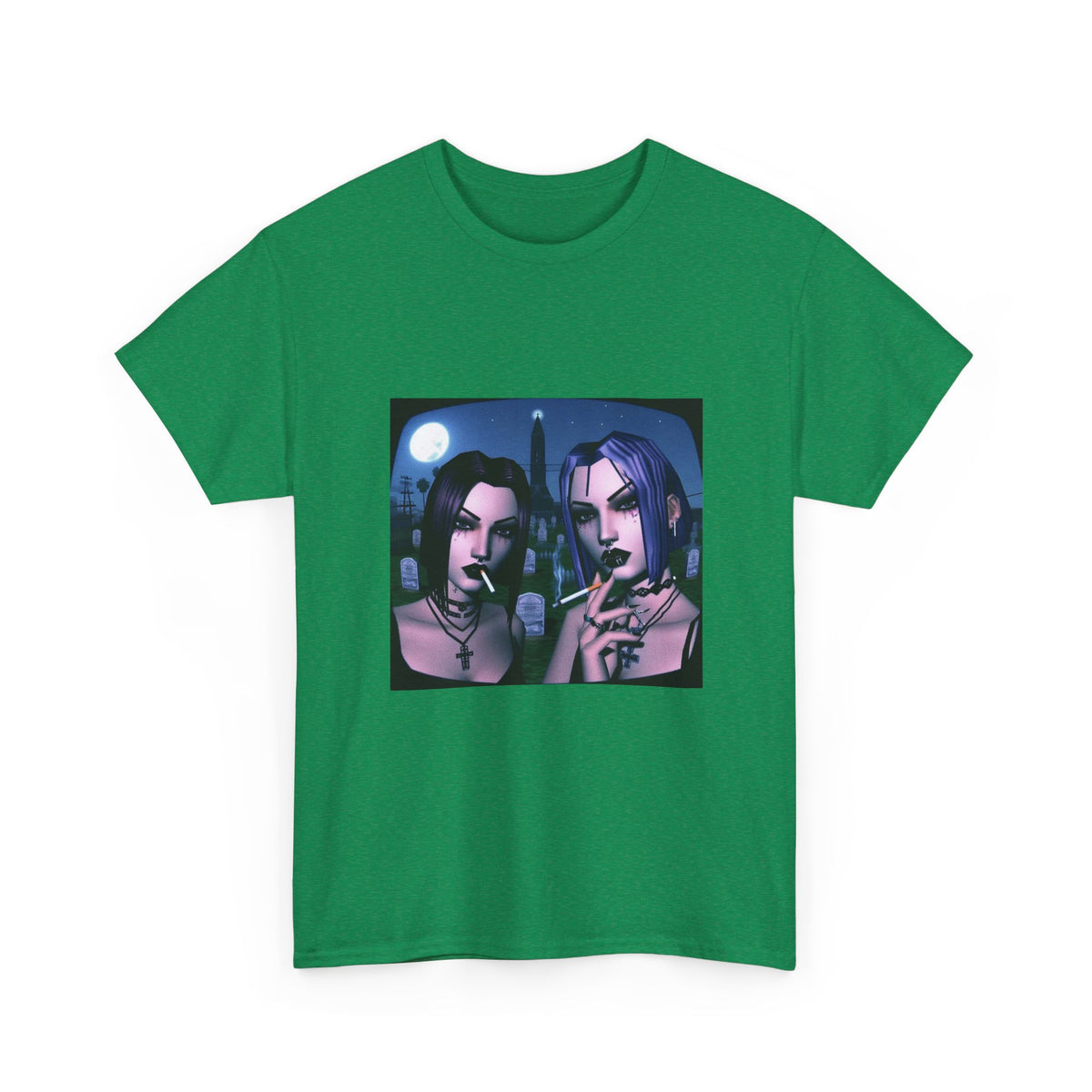 Gothic Gals Smoking In Cemetery Tee