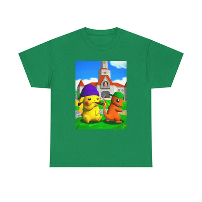 Pikachu And Charmander Chilling At Peach's Castle Tee