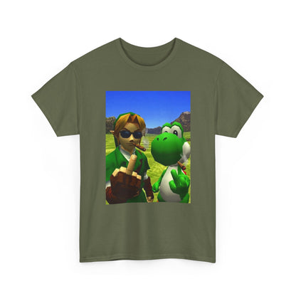 Link And Yoshi Smoking With Attitude Tee