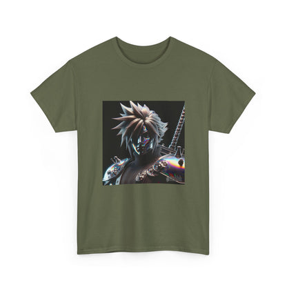 Chrome Spiky-Haired Warrior Reflecting Rainbows Tee