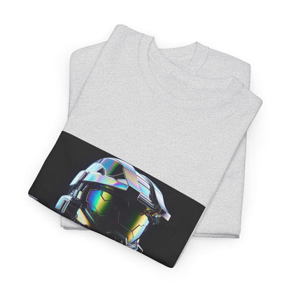 Holographic Cybernetic Sentinel Chrome Helmet Tee
