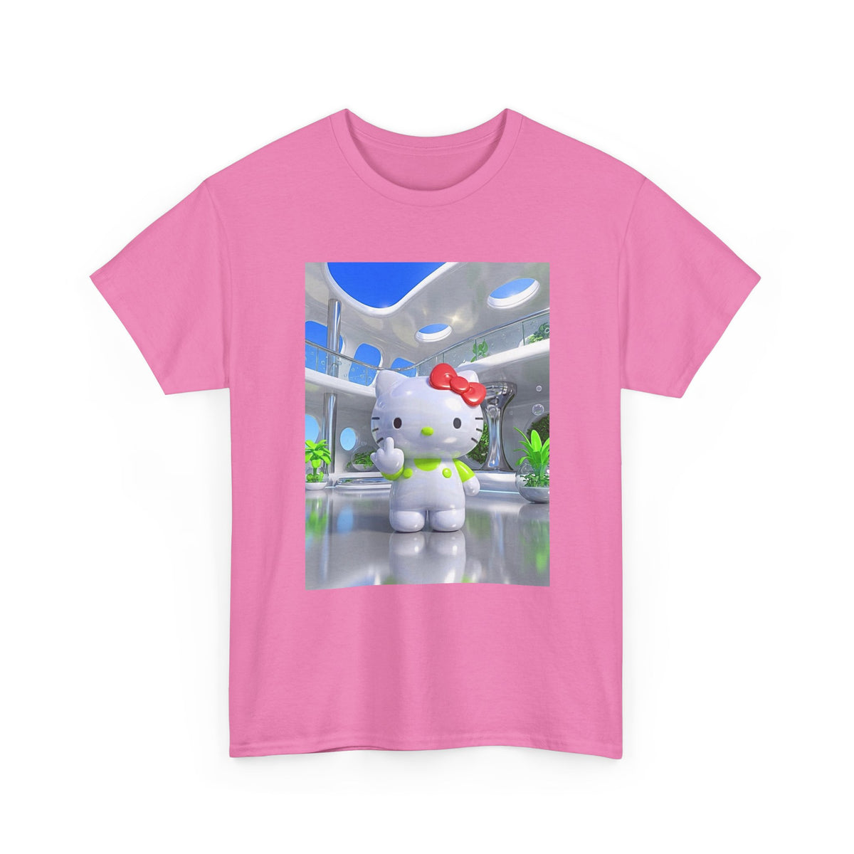 Kitty Flips The Bird In Futuristic Lounge
