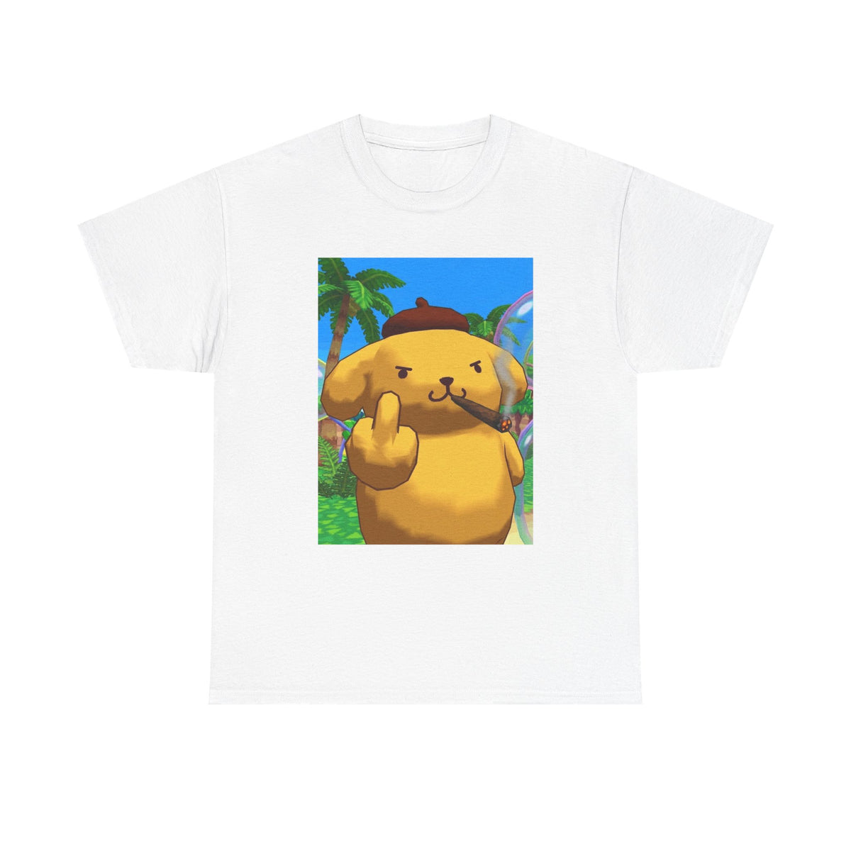 Pompompurin Smoking Blunt Flipping Bird Tee