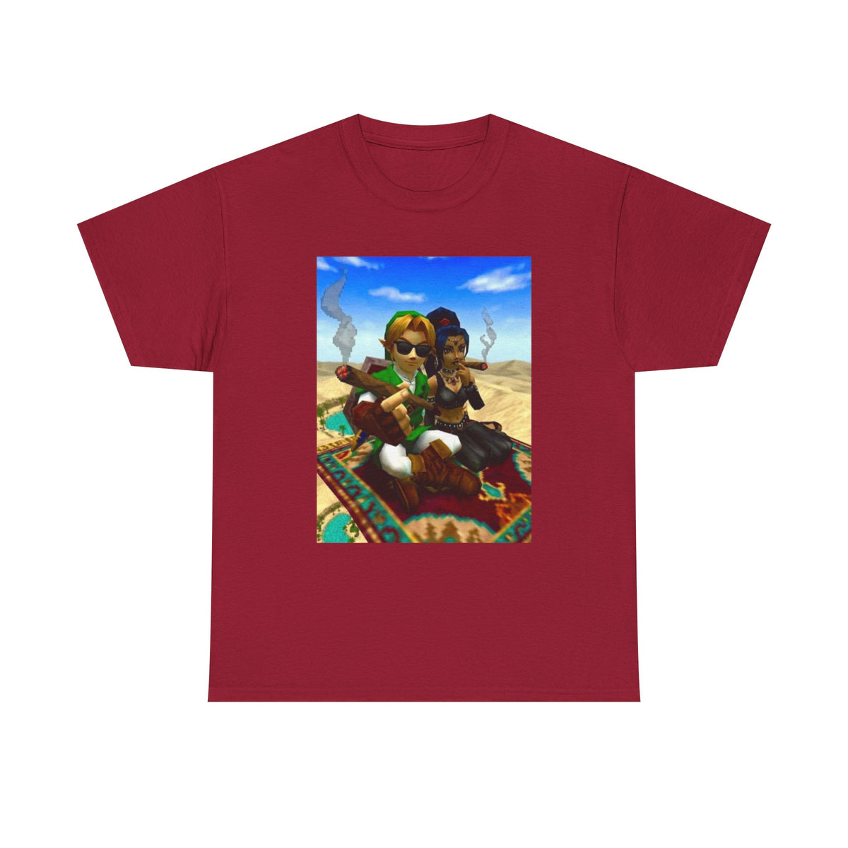 Link And Nabooru Flying On Magic Carpet