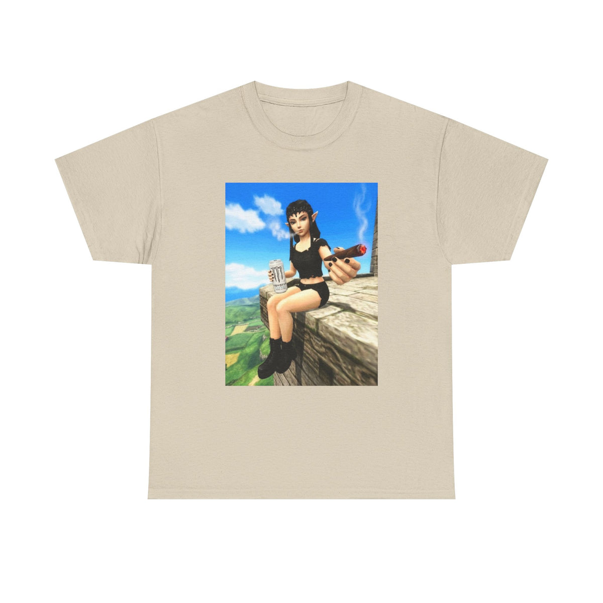 Elf Girl Smoking Cigar On Mountain Tee