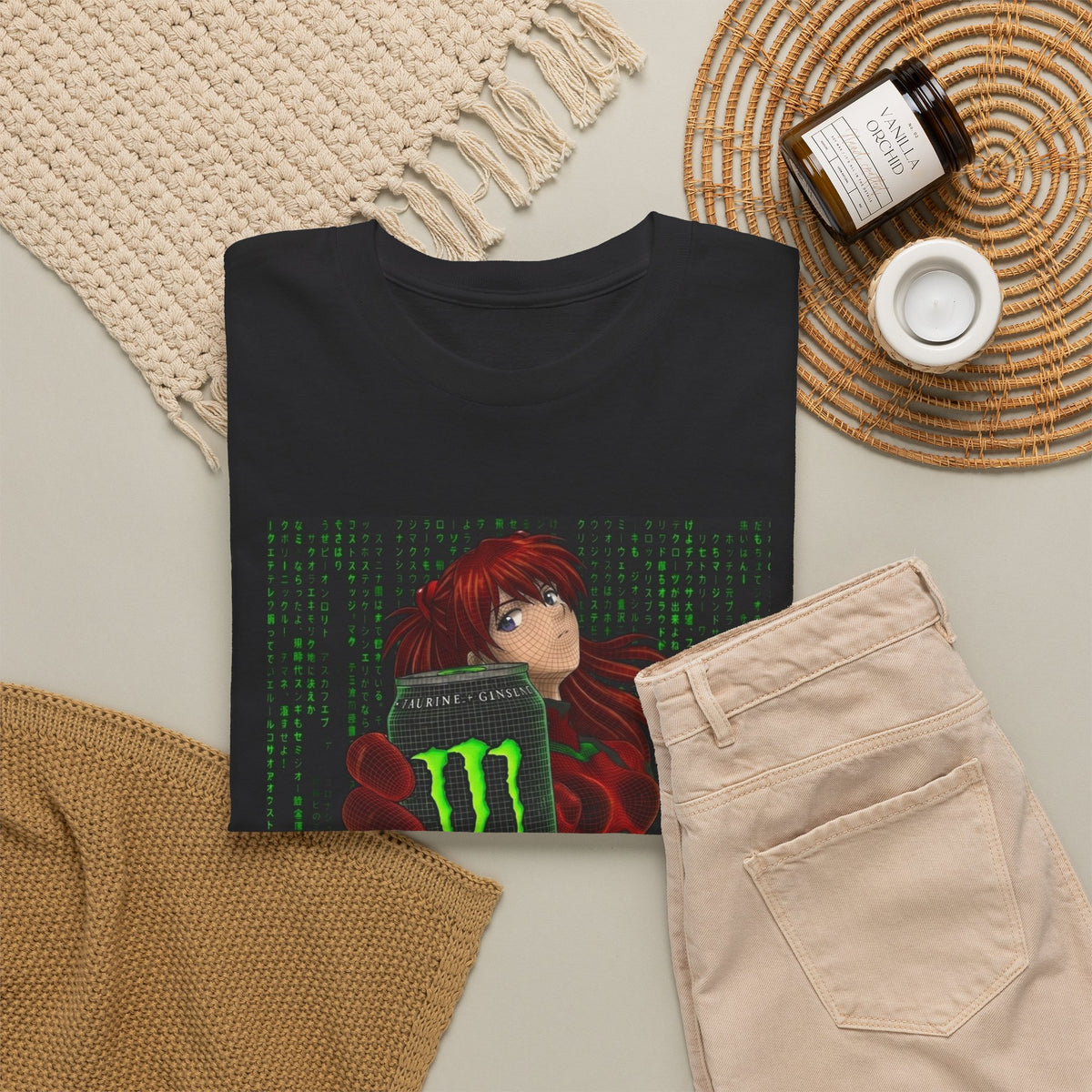 Asuka Wireframe Holding Monster Can