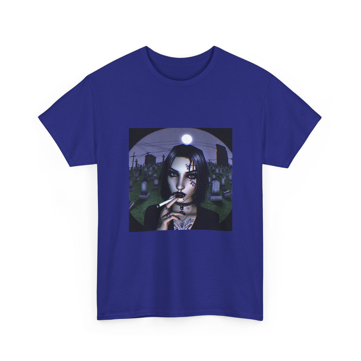 Goth Queen Smoking In Cemetery Moonlight Tee
