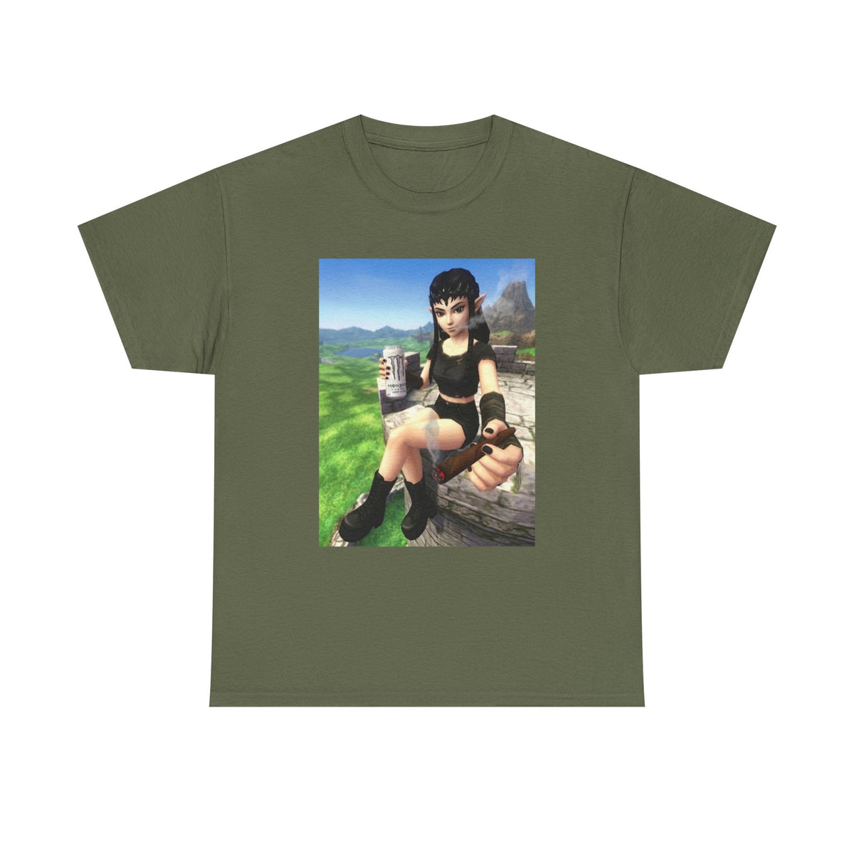 Edgy Elf Girl Smoking Blunt Tee