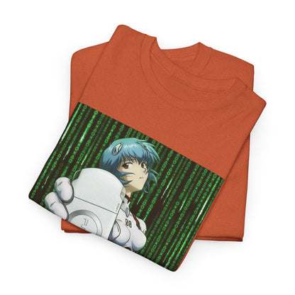 Rei Ayanami Holds PSP In Digital Rain