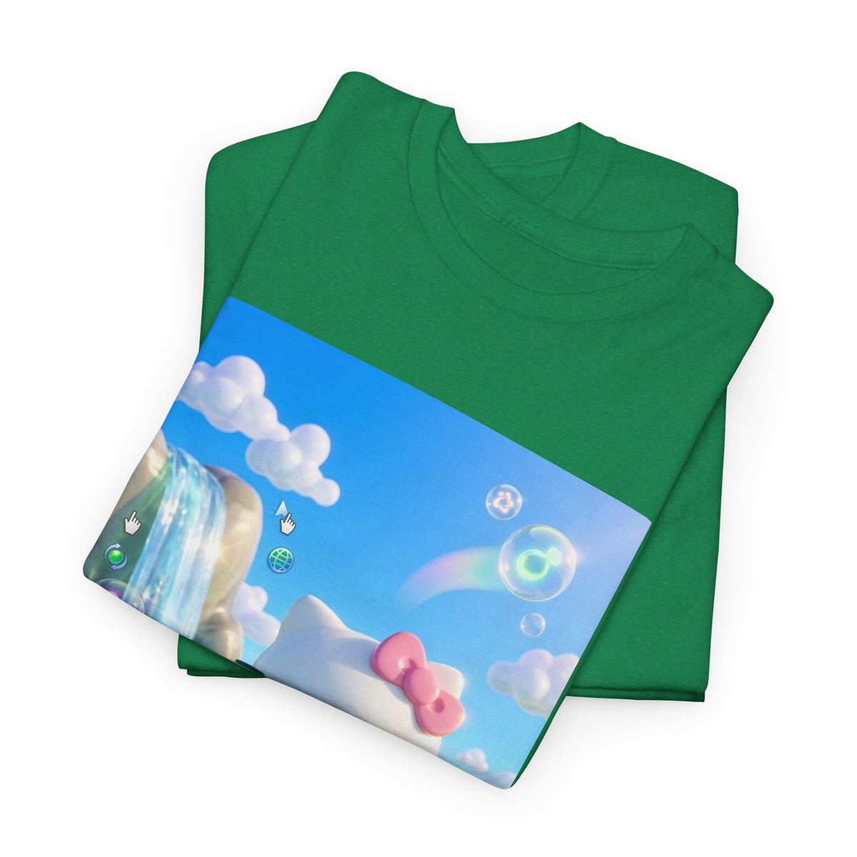 Kitty Flips The Bird In Dreamy Landscape Tee