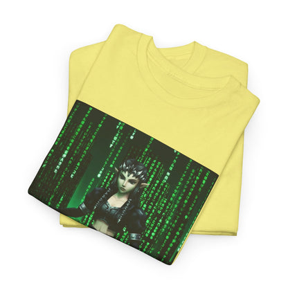 Cyberpunk Elf Queen In The Matrix City Tee