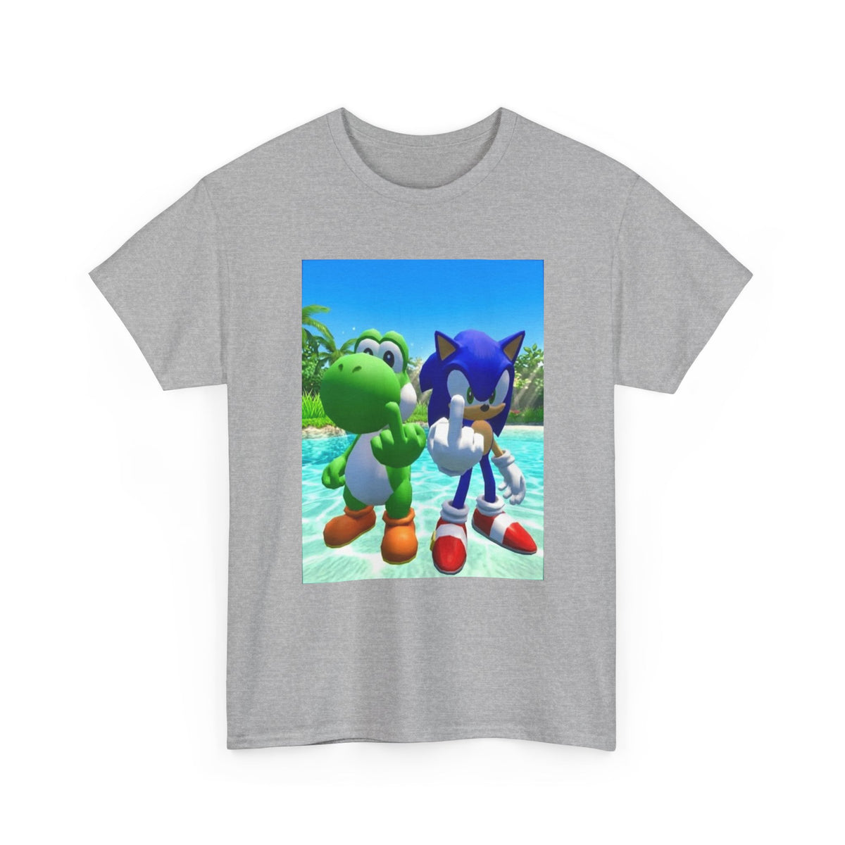 Yoshi And Sonic Flipping Off Tee