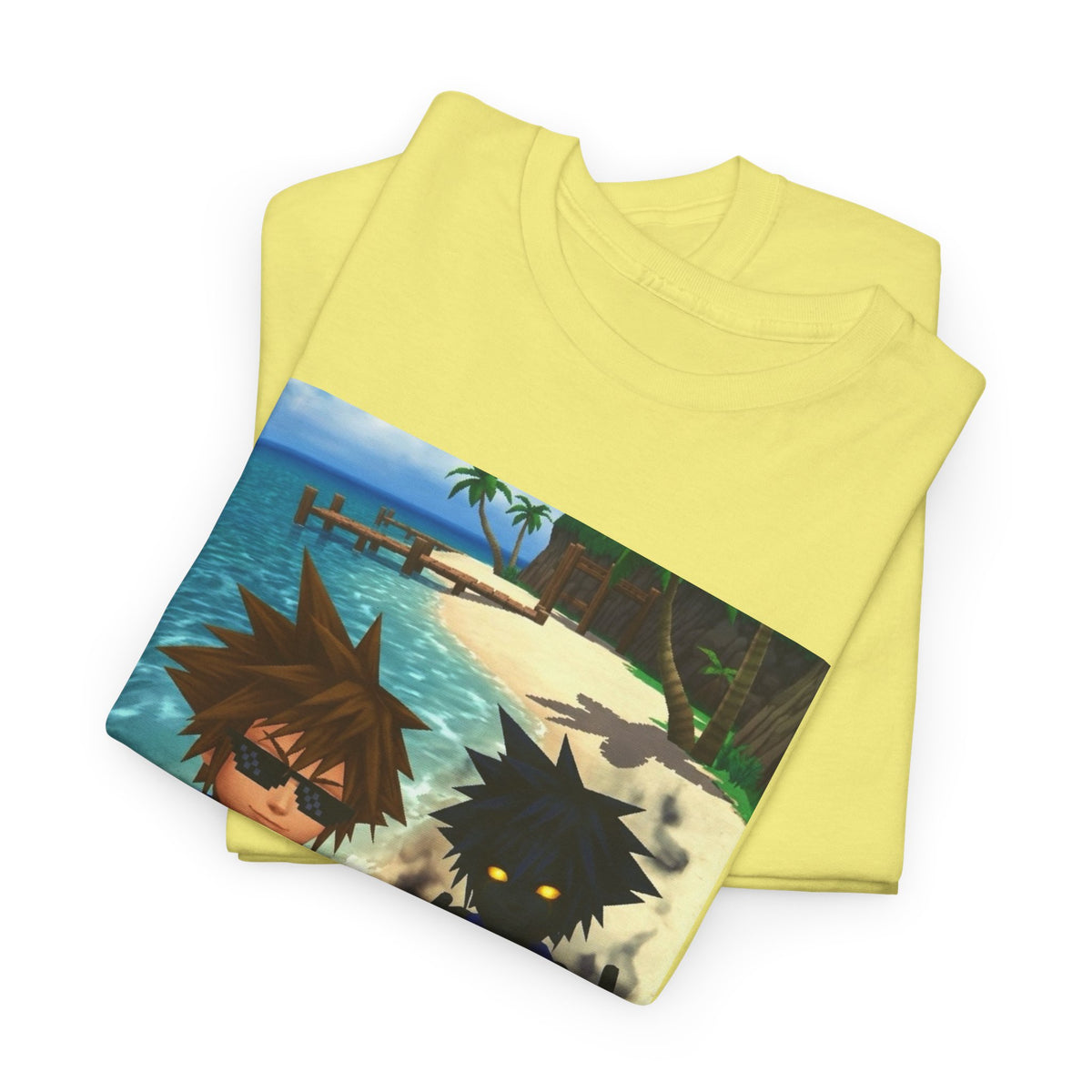 Sora And Dark Form Flipping Off At The Beach