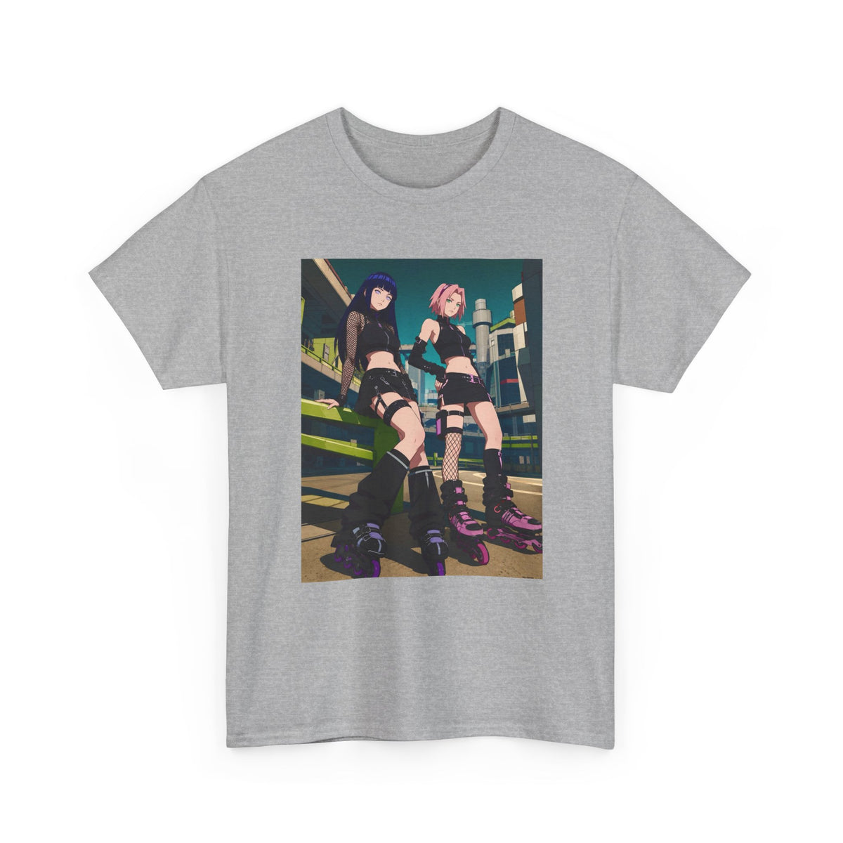 Anime Rollerblade Duo On City Street Tee