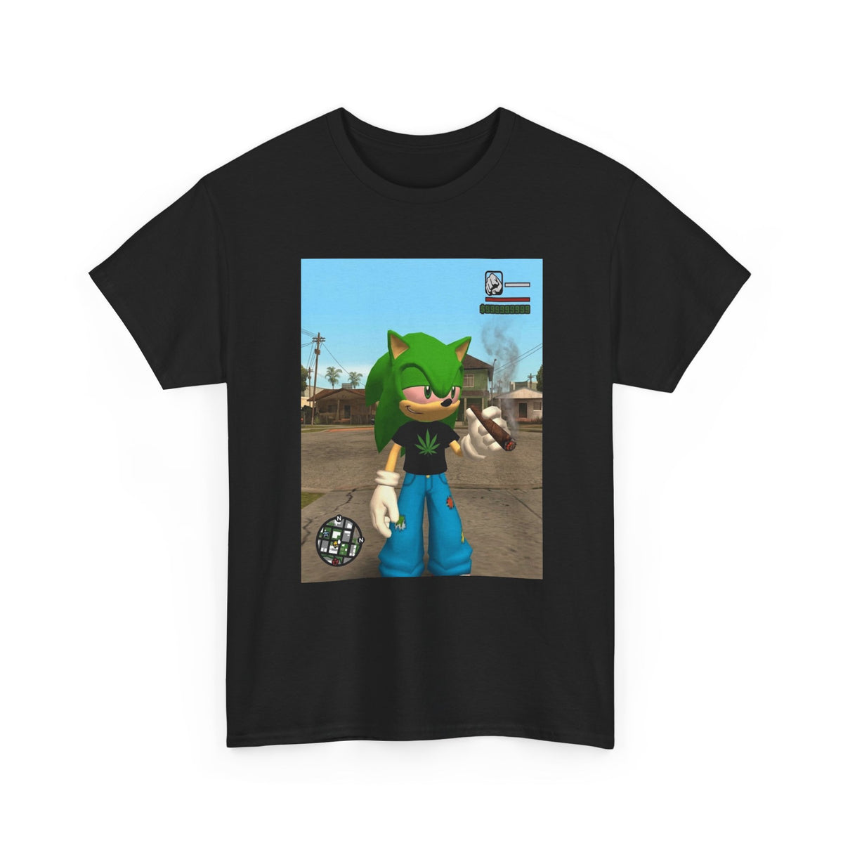 Green Hedgehog Smoking Blunt In San Andreas Tee