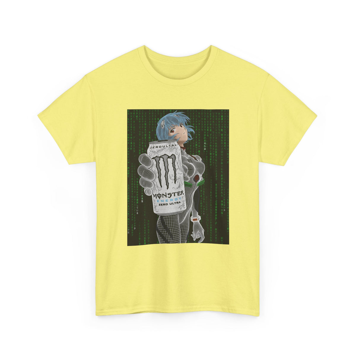 Rei Ayanami Holding Monster Energy Wireframe Tee