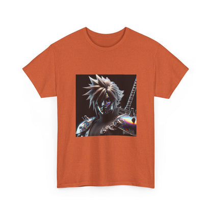 Chrome Spiky-Haired Warrior Reflecting Rainbows Tee