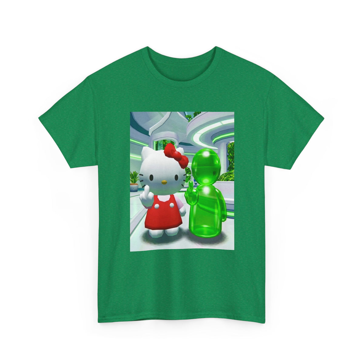 Kitty And Green Alien Flipping The Bird