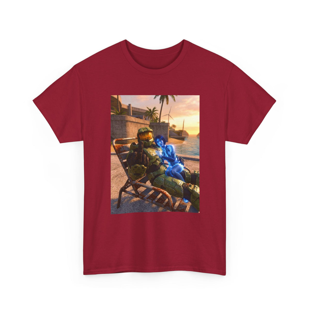Master Chief Chilling With Cortana Beachside