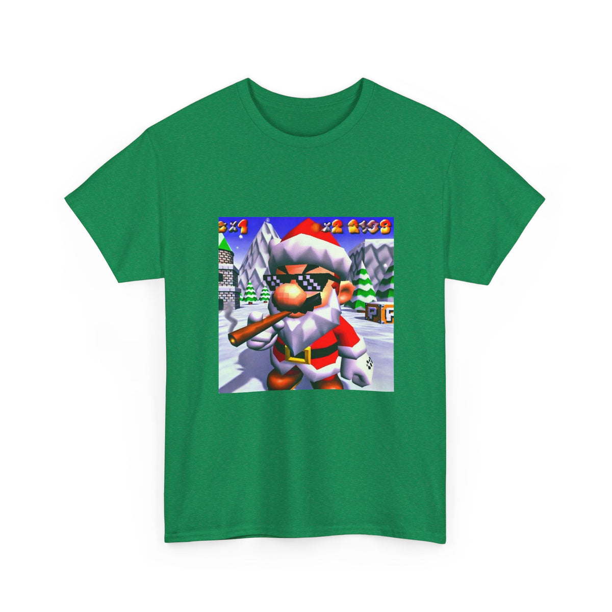 Deal With It Santa Mario Smoking Blunt Tee