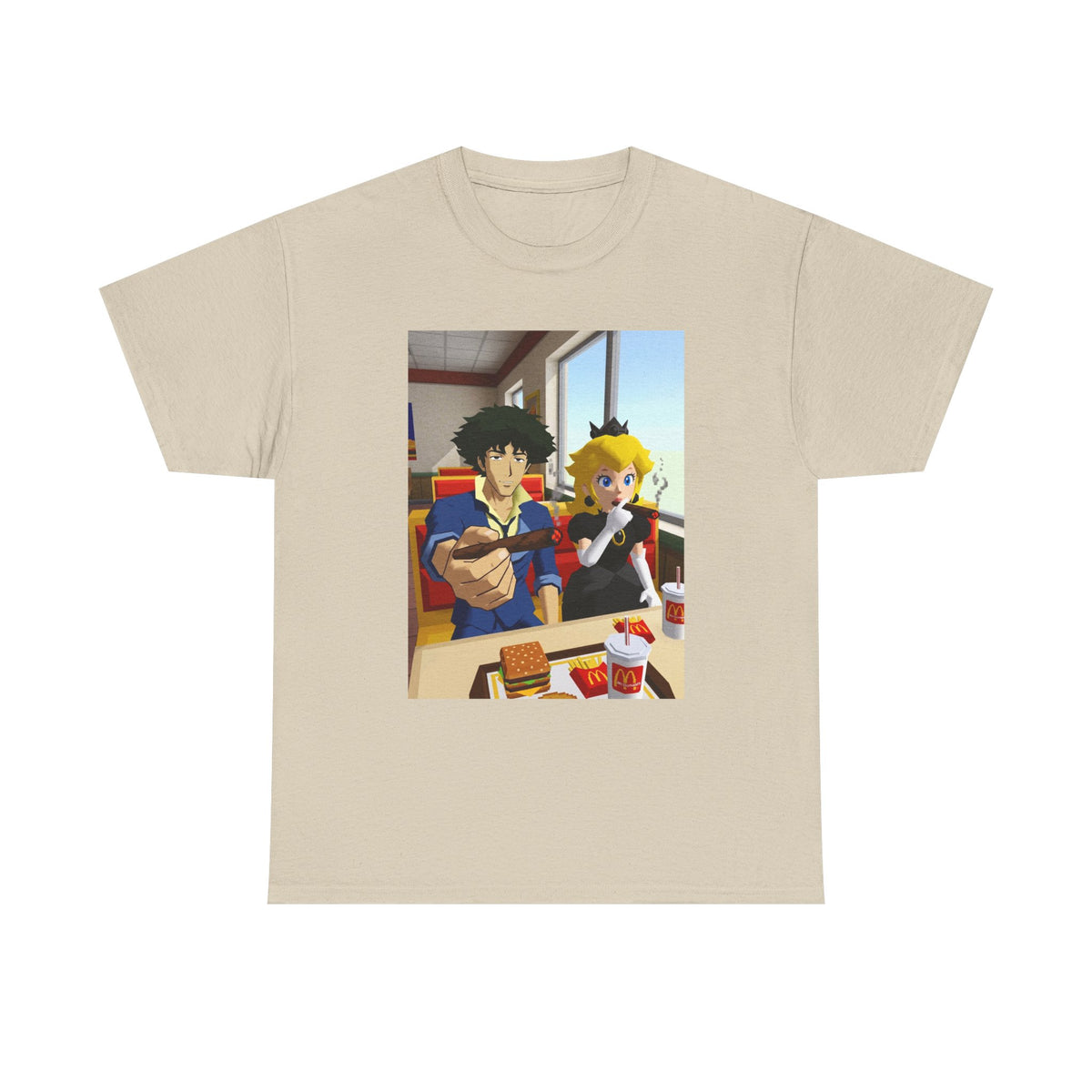 Spike and Peach Smoking Fast Food Tee (Design 3)